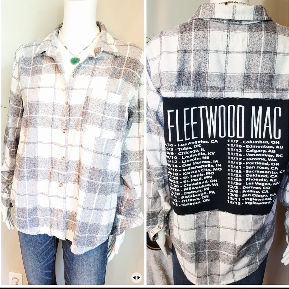 Upcycled Vintage Fleetwood Mac Flannel Shirt - Picture 1 of 7